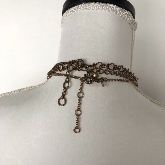 ERICKSON BEAMON & 2 J CREW Statement Piece Necklace Bronze Gold Rhinestone Pearl - Picture 9 of 16